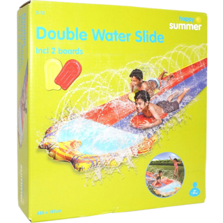 Happy Summer Double Water Slide w/ boards