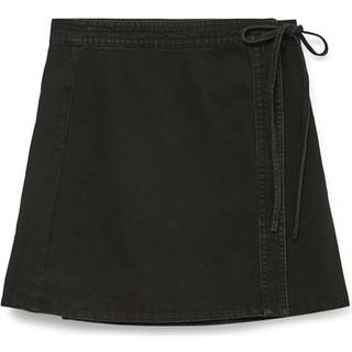 Liza Wrap Denim Nederdel, Black Denim, M