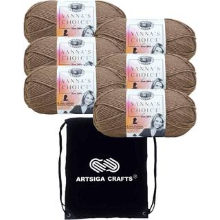 Lion Brand Vanna's Choice Taupe 860-125 (6-SKEINS-Samme farvestof) Bundne medium #4 Akrylgarn til hækling og strikning med projektpose