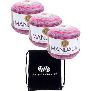 Lion Brand Mandala Wood Nymph 525-200 (3-SKEINS-Samme farvestof) DK ??Light Worsted #3 Akrylgarn til hækling og strikning med projektpose