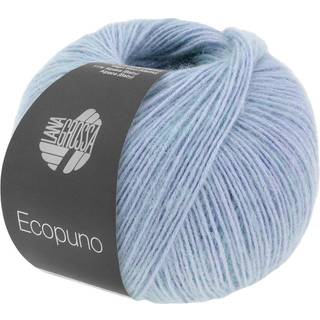 Lana Grossa Ecopuno 207 Pastelblå Indhold: 72% bomuld, 17% ren ny merinould, 11% baby alpaca Vægt/Længde: 50 g = ca. 215 meter Anbefalede pinde: 4.00-4.50 mm Strikkefasthed: 10 x 10 cm = 24 m x 30 p Vask:Håndvask / Tørres fladt.