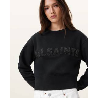 All Saints AllSaints Black Pearl Separo Sequin Cropped Sweatshirt