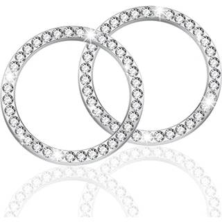 Livtee 2 pcs Crystal Rhinestone Car Engine Start Stop Decoration Ring Bling Car Interior Tilbeh?r til kvinder Push for at starte knap Cover/Stick