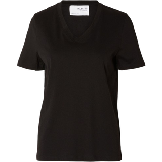 Selected klassisk t-shirt med v-hals i sort til kvinder