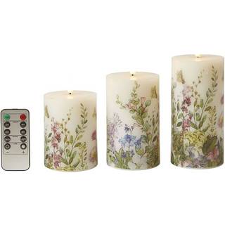 Dacore LED Bloklys Ø7,5 cm. - 3 stk + Fjernbetjening - Flora