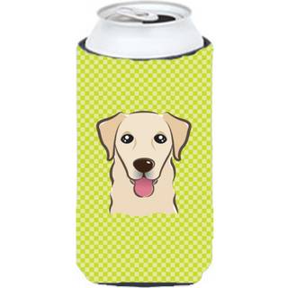 Checkerboard Lime Green Golden Retriever Tall Boy Beverage Isulator Hugger BB1314TBC