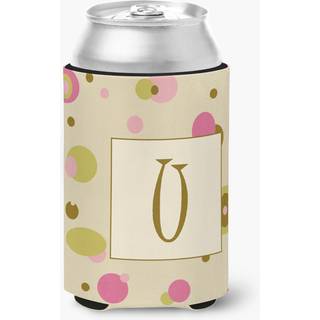 Bogstav U Initial Monogram - Tan Dots Can eller Bottle Beverage Insulator Hugger