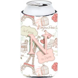 Letter N Kærlighed i Paris Pink Tall Boy Beverage Isulator Hugger CJ2002-NTBC