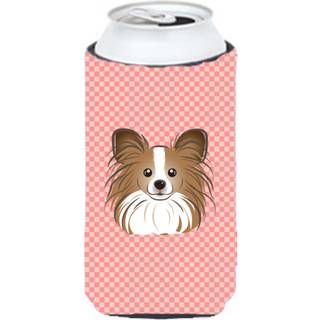 Checkerboard Pink Papillon Tall Boy Beverage Isulator Hugger BB1248TBC