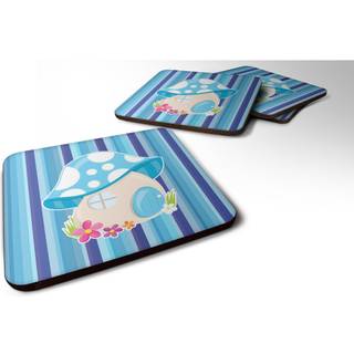 """" Caroline's Treasures BB6911FC Fairy House Blue Stripes Foam Coaster Set på 4 3.5 """" """" Multicolor """"