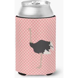 """" Caroline's Treasures Common Ostrich Pink Check Decorative Can Hugger Multicolor """"