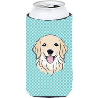 Checkerboard Blue Golden Retriever Tall Boy Beverage Isulator Hugger BB1143TBC