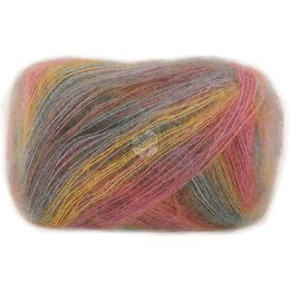 Lana Grossa Cottonhair 106 Umbra/bær/okkergul/gammelrosa/pink/fuchsia/røgblå Indhold:70% mohair, 30% bomuld Vægt/længde:50 g = ca. 450 meter Anbefalede pinde: 3.50 - 4.00 mm Strikkefasthed:10 x 10 cm = 24 m x 32 p Vask:Håndvask / Tørres fladt.