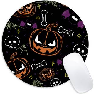 Halloween Funny Pumpkin Round Mouse Pad Funny Small Mouse Pad med ikke-skridsig gummi Base Mouse Mat Home Office Decor Desk tilbehør 8,7 tommer R