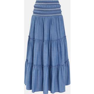 Accessorize Accessorize Blue Smock Tiered Maxi 100% Cotton Skirt