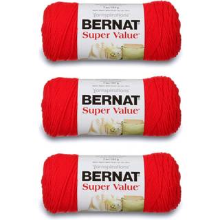 Bernat Super Value True Red Yarn - 3 Pack of 198G/7oz - Acrylic - 4 Medium (Worsted) - 426 yards - Strik/hækling