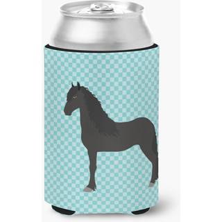 """" Caroline's Treasures Friesian Horse Blue Check Decorative Can Hugger Multicolor """"