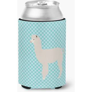 """" Caroline's Treasures Alpaca Blue Check Decorative Can Hugger Multicolor """"