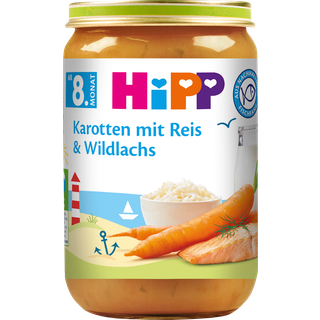 HiPP Økologisk ret med gulerødder med ris og vild laks 86.14 DKK/1 kg (6 x 220.0g)