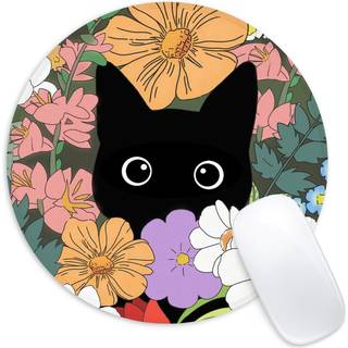 Cute Cat Round Mouse Pad Funny Small Mouse Pad med ikke-skridsig gummi Base Mus Mat Home Office Decor Desk tilbehør 8,7 tommer Rund muspude 2