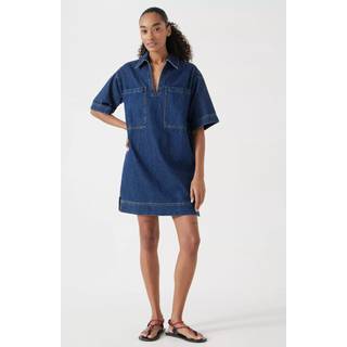 Hush Hush Alma Denim Kontrast 100% Bomuld T-Skjortekjole - XS