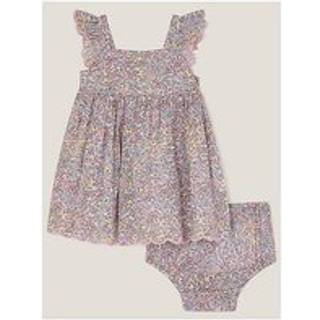 Monsoon Monsoon Purple Newborn Peri Floral Print Sundress and Briefs Set