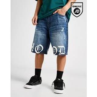 Hoodrich Hem Print Denim Shorts, Denim - M