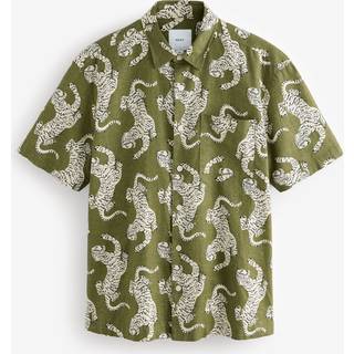 Next Green Tiger Printed Short Sleeve Shirt