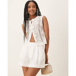 Gina Tricot-Linen shorts-hørshorts-Hvid-M-Dame