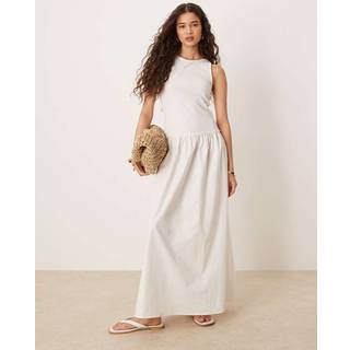 VILA VILA White 2 In 1 Jersey Drop Waist Sleeveless Maxi Dress - EU 36 (UK 8)