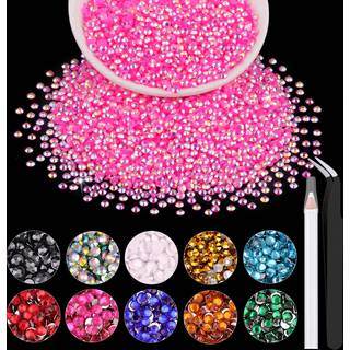5000stcs 2 mm harpiks gelé rhinestones i bulk (hot pink ab) bedazzling fladback krystaller rhinestones til håndværk af diy negle dekoration perle