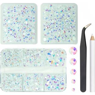 qiipii 3 kasser 5070 stk hvid ab harpiks fladback rhinestones ab fladback gelé harpiks rhinestones 2mm 3mm 4 mm 5mm 6mm ikke hotfix perler sten t