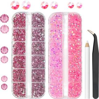 qiipii lyser?d gel?harpiks rhinestones til h?ndv?rk 3 mm 4 mm 5mm fladback lyserosa m?rk pink ab sten ikke-hotfix perler diamanter krystaller cha