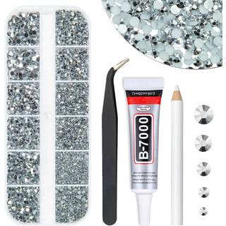 Qiipii Metallisk sølvharpiks Rhinestones W B7000 smykkelim til bedazzling håndværk fladsten sten 2mm 3mm 4 mm 5mm 6mm mine sølv diamanter krystal