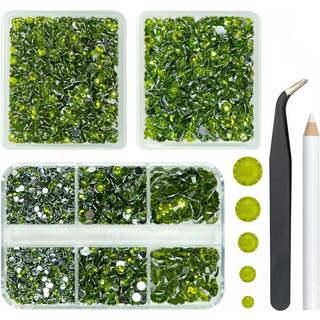 qiipii 3 kasser 5070stk olivengr?n harpiks rhinestones til udformning af fladback harpiks perler sten 2 mm 3 mm 4 mm 5 mm 6mm ikke-hotfix diamant