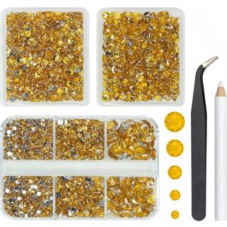qiipii 3 kasser 5070 stk gylden gul harpiks rhinestones krystal gylden harpiks sten krystaller diamanter 2 mm 3 mm 4 mm 5 mm 6mm ikke-hotfix perl