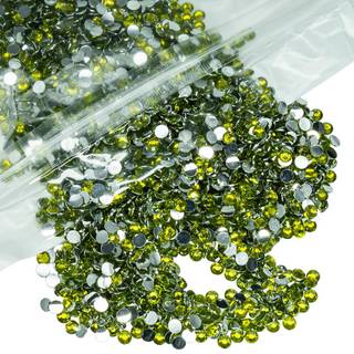 Qiipii 5000pcs 4mm Crystal Olive Green Rhinestones til h?ndv?rk Green Flatback Rhinestones Bulk SS16 Non-Hotfix Stones Diamonds Crystal