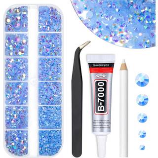 qiipii lyseblå ab harpiks rhinestones w b7000 smykkelim til bedazzling håndværk 2 mm 3 mm 4 mm 5 mm 6mm fladback gelé sten babyblå diamanter perl