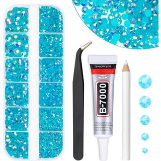 qiipii teal blå ab harpiks rhinestones w b7000 smykkelim til bedazzling håndværk 2 mm 3 mm 4 mm 5 mm 6mm turkisblå fladback gelé sten diamanter p