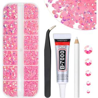 qiipii mørk lyserød ab harpiks rhinestones w b7000 smykkelim til bedazzling håndværk 2 mm 3 mm 4 mm 5 mm 6mm fladback gelé sten SS6 SS10 SS16 SS2