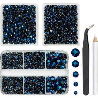 qiipii 3 kasser 5070stk blækblå harpiks rhinestones til udformning af flatback montana blå gelé sten 2mm-6mm ikke-hotfix marineblå diamanter perl