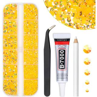 qiipii orange gul ab harpiks rhinestones w b7000 smykker lim til bedazzling håndværk 2mm-6mm mørk gul fladback gelé sten diamanter perler charme