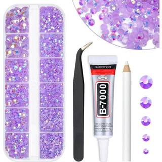 qiipii lys lilla ab harpiks rhinestones w b7000 smykker lim til bedazzling håndværk 2 mm 3 mm 4 mm 5 mm 6mm violet fladback gelé sten diamanter p