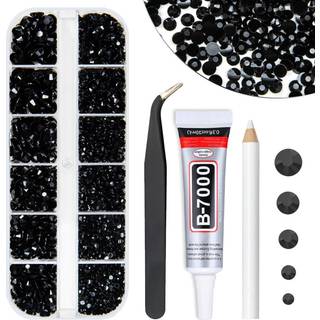 qiipii ren sort harpiks rhinestones w b7000 smykkelim til bedazzling håndværk 2 mm 3 mm 4 mm 5mm 6mm fladback gelé sten diamanter perler charme t