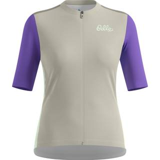 Odlo Women's Essential Heritage Print Shirt S/S FZ Cykeljersey Damer størrelse S farve grå