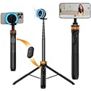 K&F Concept 63 '' Magnetic Phone Selfie Stick Tripode Lightweight Mobiltelefonhållare och kamerastativ med trådlös fjärrkontroll som är kompatibe