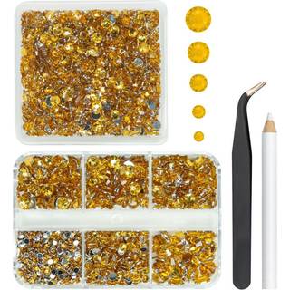 qiipii 2 kasser 3060stk gylden gul harpiks rhinestones krystal gylden harpiks sten krystaller diamanter 2 mm 3 mm 4 mm 5 mm 6mm ikke-hotfix perle