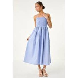 Roman Petite Stribet Strappy Shirred 100% Bomuld KjoleEU 44 (UK 16)