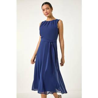 Roman chiffon plisseret hals Midi KjoleEU 46 (UK 18)
