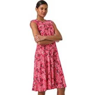 Roman Roman Pink Ditsy Floral Print Keyhole Twist Dress